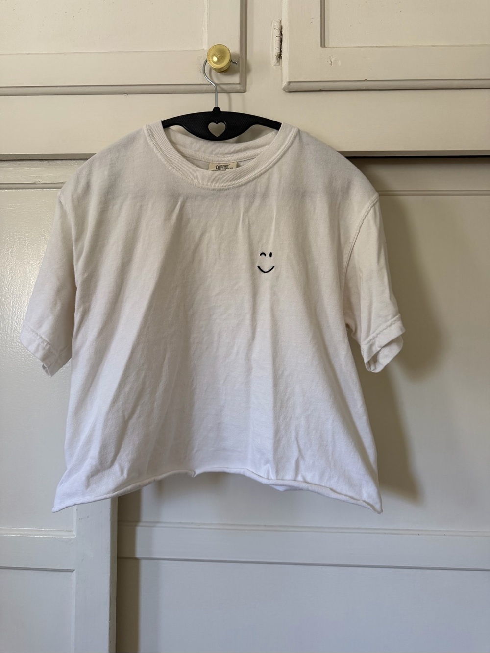 Smiley Cropped White Tee
